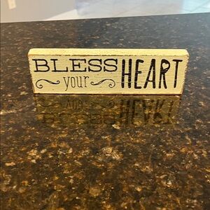Wooden Sign with 'Bless Your Heart' Text